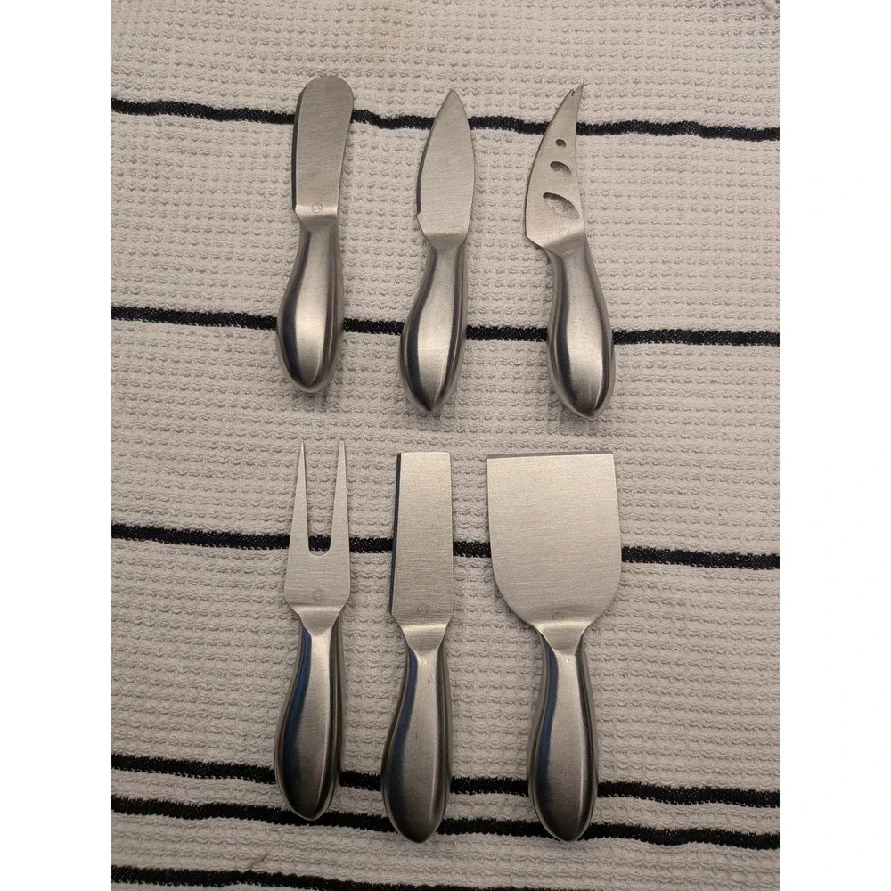 Icosa Living Lunar 6 Piece Cheese Knife Set Stainless Steel Modern Charcuterie